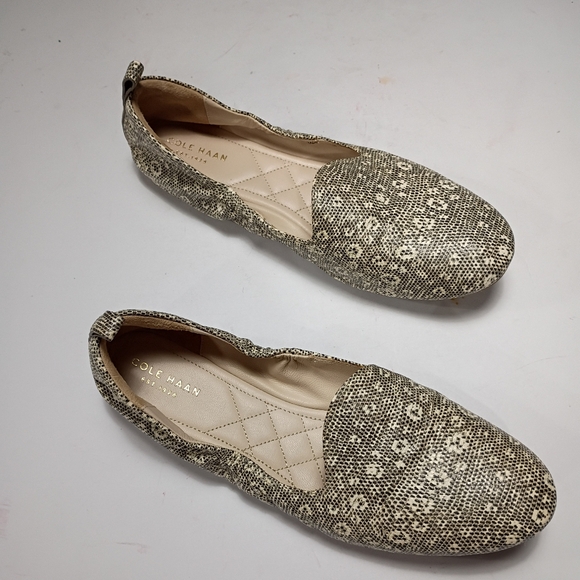 Cole Haan Women's Tan OS SnakeSkin Python Slip-on Loafers Size 8 1/2 - Picture 1 of 12